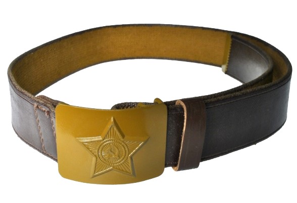 Ремень солдатский брезентовый обливной с бляхой защитного цвета